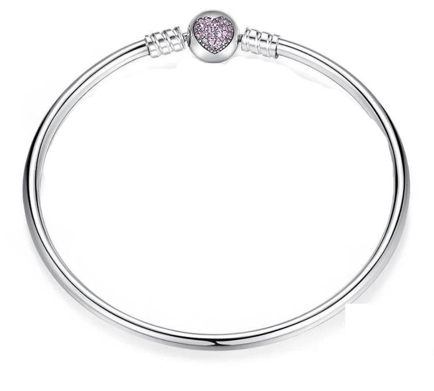 Crystal Heart Love Bangle Bracelet Bangle Unique Leather Bracelets 17cm Length Silver
