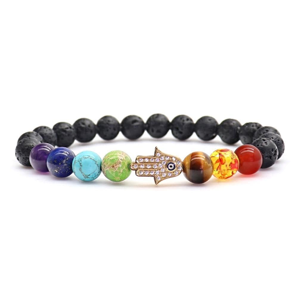 Lucky Chakra Beaded Bracelets Beaded Unique Leather Bracelets Black XSmall