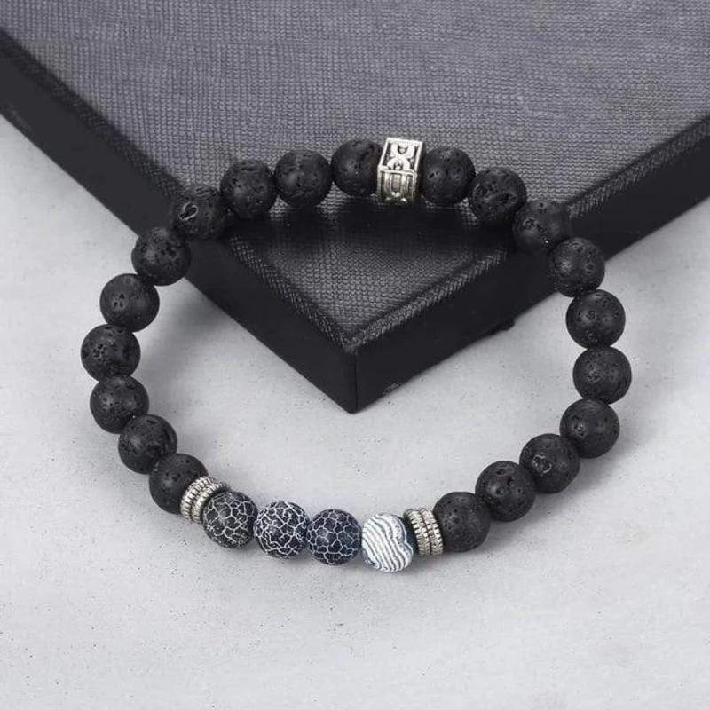 Mens Shattered Globe Beaded Bracelets Beaded Unique Leather Bracelets Adjustable Grey