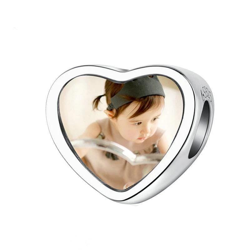 Beautiful Heart Photo Charms Charms Unique Leather Bracelets Silver