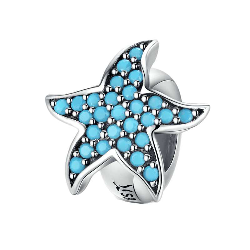 Blue Starfish Stopper Charms Unique Leather Bracelets Blue