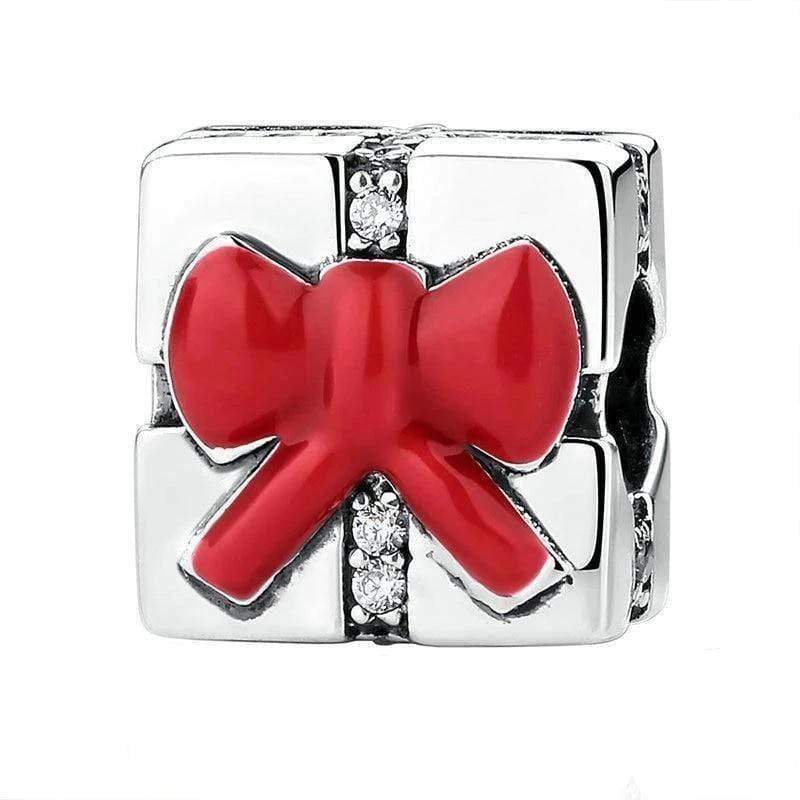 Christmas Present Charm Charms Unique Leather Bracelets Silver
