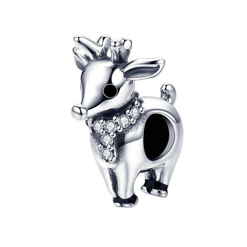 Christmas Reindeer Charm Charms Unique Leather Bracelets Silver