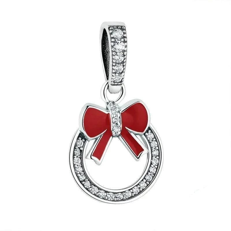 Christmas Wreath Charm Charms Unique Leather Bracelets Silver