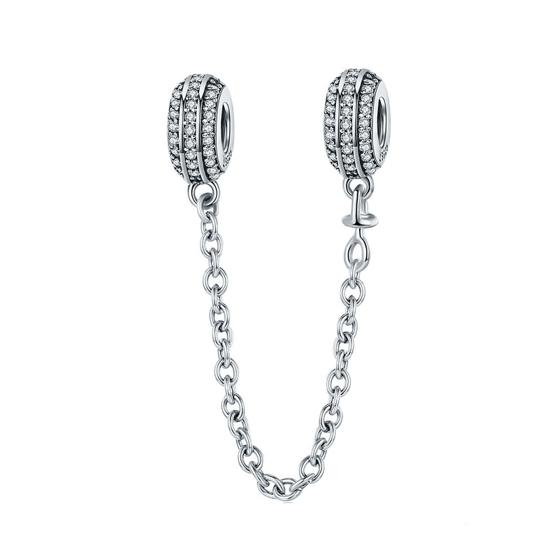 Classic Cubic Zirconia Charm Stopper Charms Unique Leather Bracelets Silver