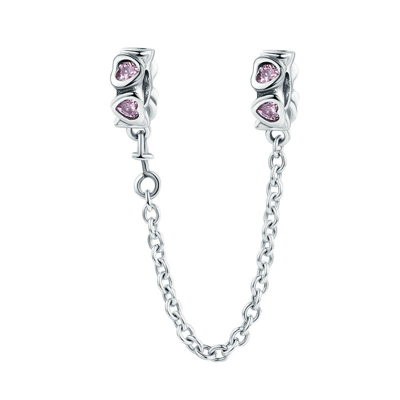 Classic Pink Heart Stopper Charms Unique Leather Bracelets Pink
