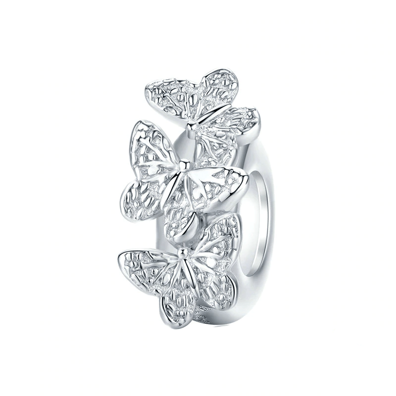Classic Silver Butterfly Stopper Charms Unique Leather Bracelets Silver