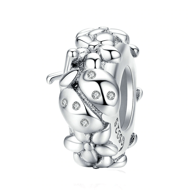Classic Silver Ladybug Stopper Charms Unique Leather Bracelets Silver
