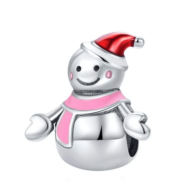 Friendly Mrs. Snowman Charm Charms Unique Leather Bracelets Silver