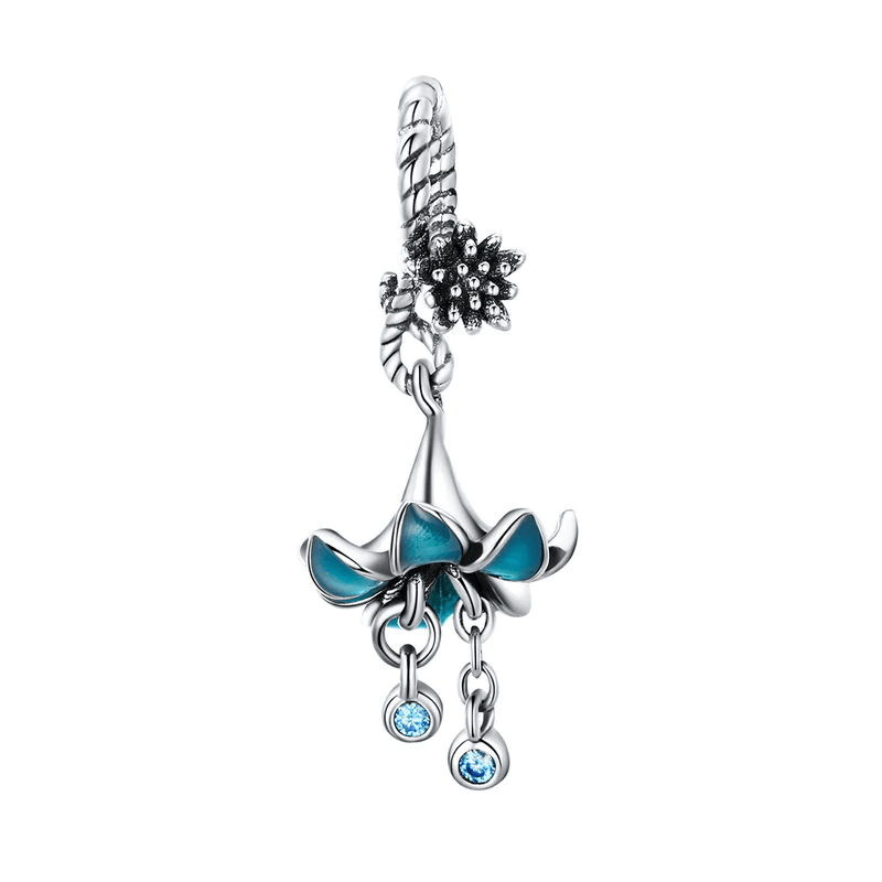Turquoise Blue Flower Charms Charms Unique Leather Bracelets Silver