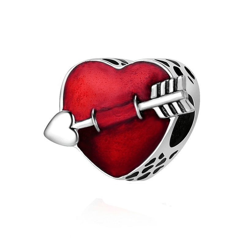 Valentines Day Heart Charm Charms Unique Leather Bracelets Silver