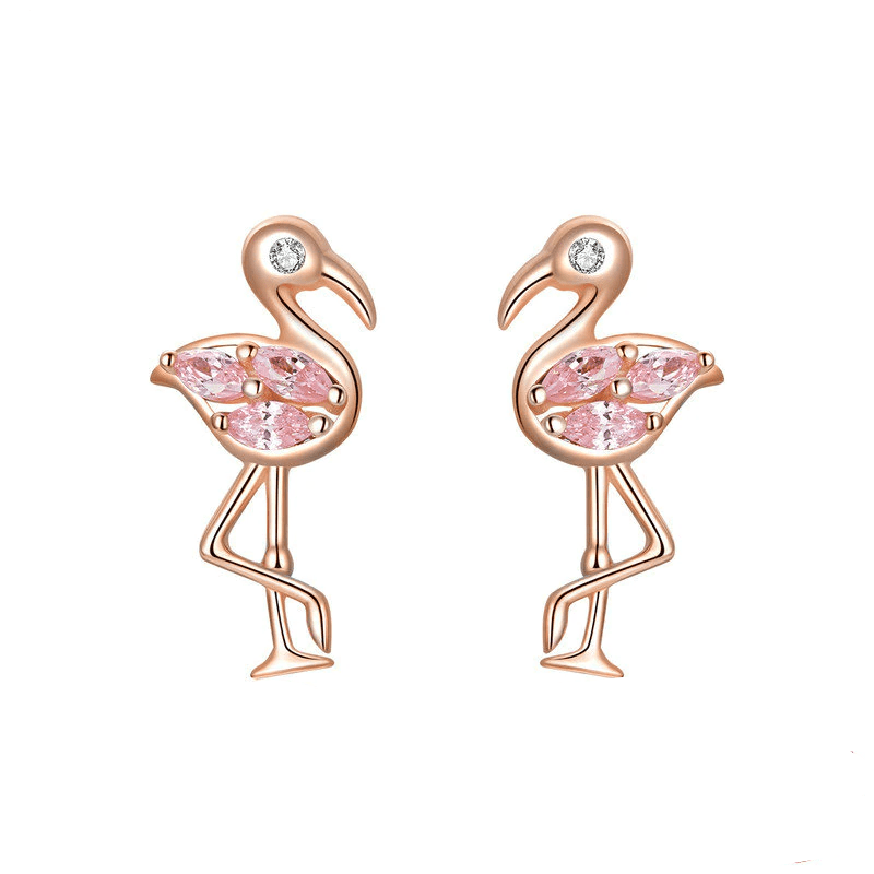 Pink Flamingo Earrings Stud Unique Leather Bracelets Pink