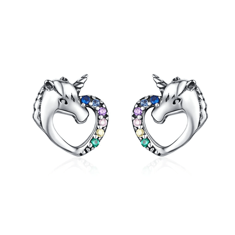 Elegant Unicorn Earrings Hoop Unique Leather Bracelets Silver