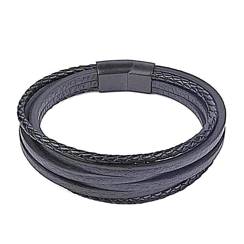 Vintage Black Braided Leather Rope Bracelet Leather Unique Leather Bracelets Black Small