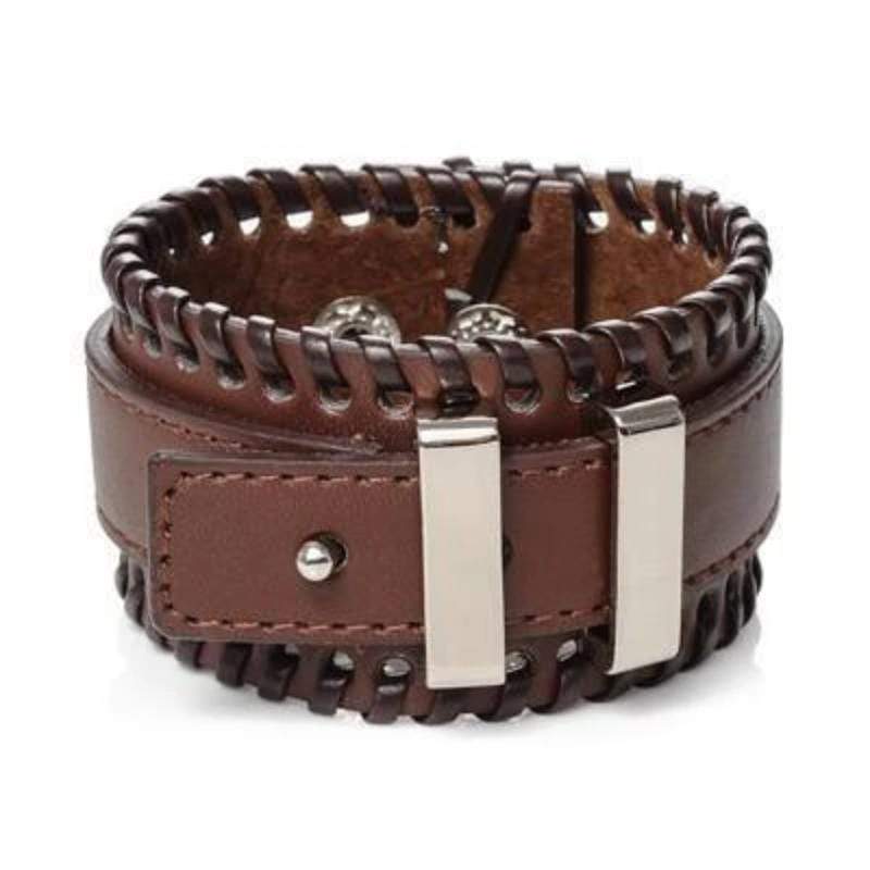 Brown Leather Buckle Bracelet Leather Unique Leather Bracelets Adjustable Brown