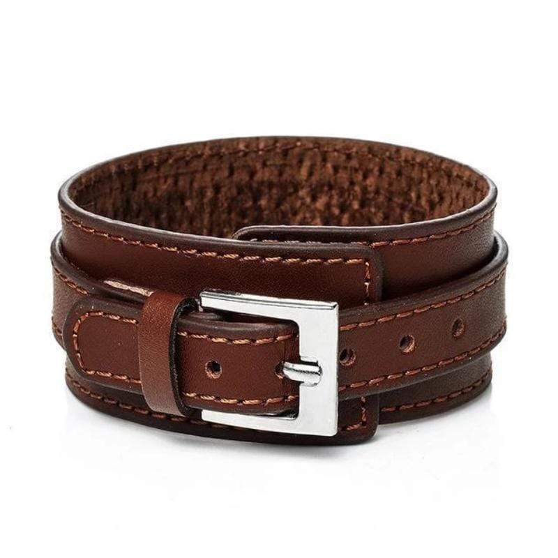 Vintage Wide Leather Bracelet Leather Unique Leather Bracelets Brown 2.75in