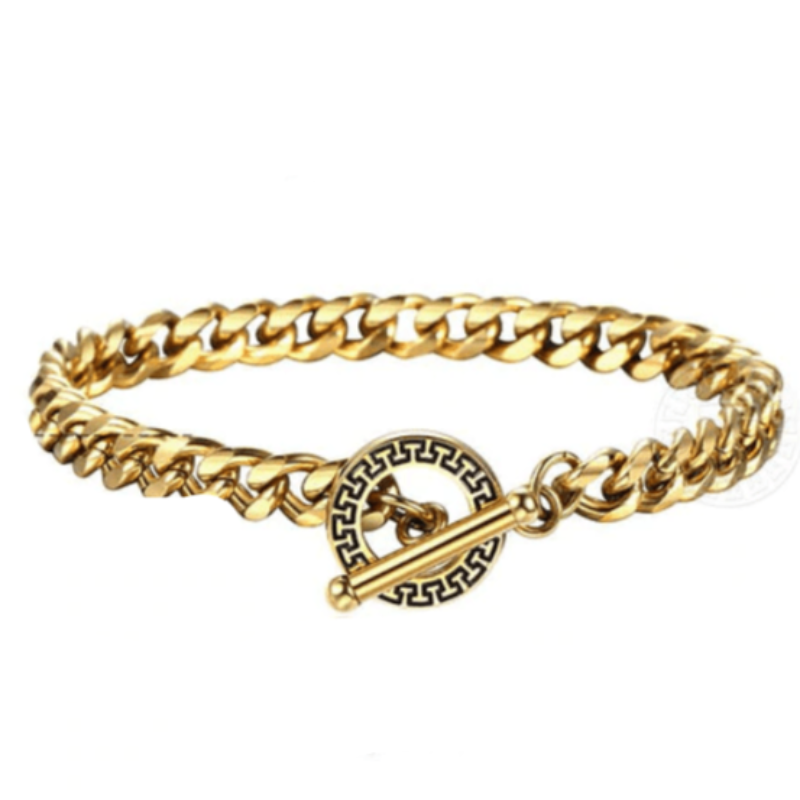 Gold Cuban Link Chain Mens Stainless Steel Bracelets Link Chain Unique Leather Bracelets 20cm Gold
