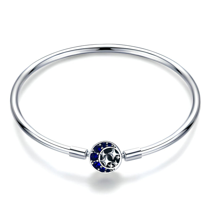 Bangle Blue Moon and Stars Bangle Bracelet 17CM / Silver Unique Leather Bracelets