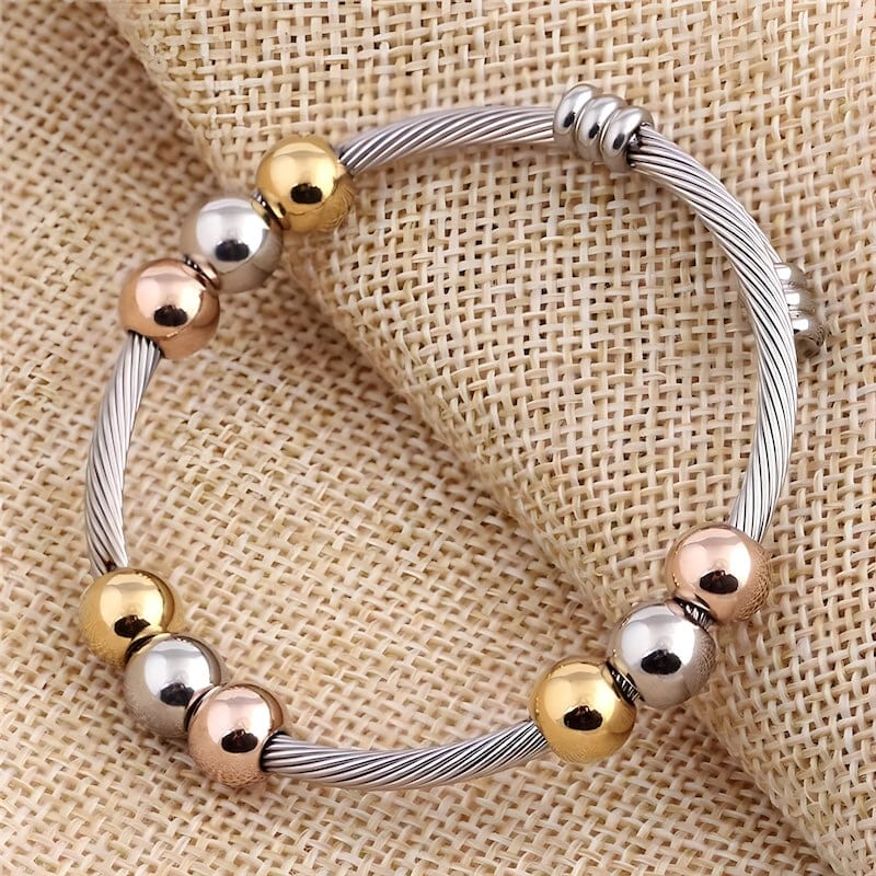 Cable Stretch Colorful Beads Cuff Bracelet bracelet by Unique Leather Bracelets