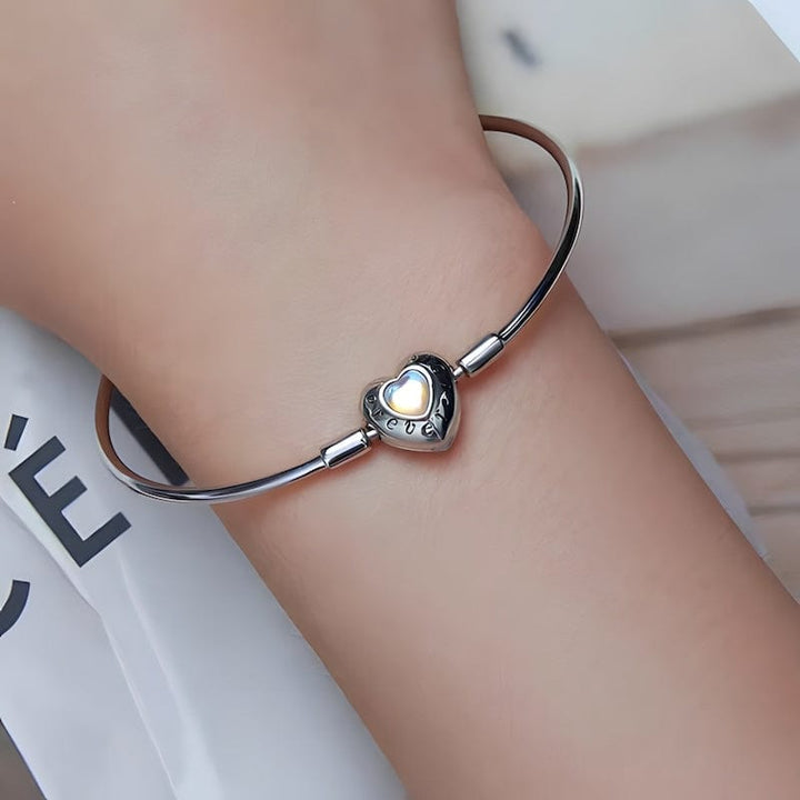 Forever Love Blue Heart Bangle Bracelet Bangle Unique Leather Bracelets   