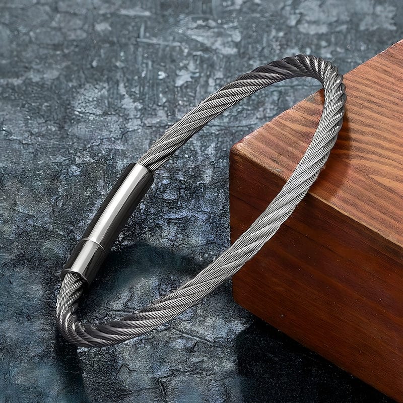 Simple Men Steel Wire Rope Bracelet Bangle Unique Leather Bracelets   