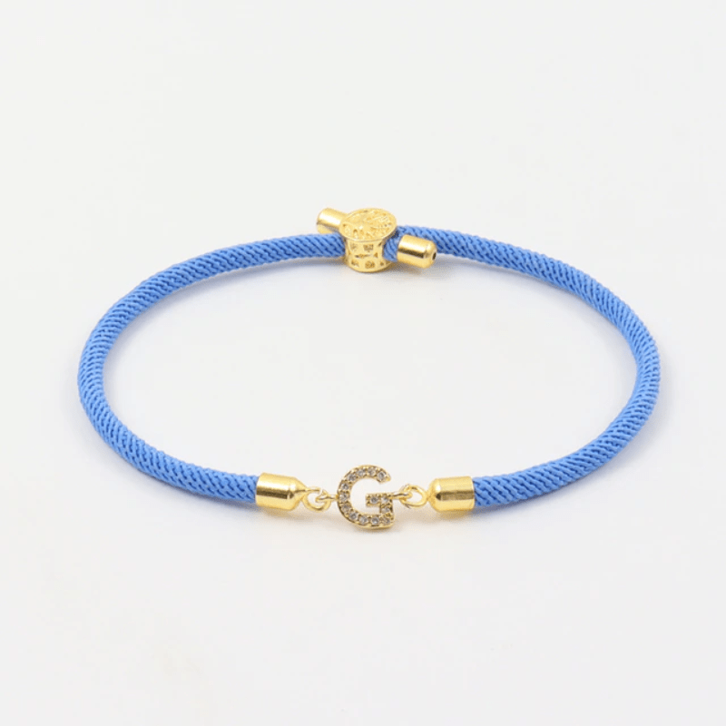 Initial Bracelet Rope Blue Rope Unique Leather Bracelets A Blue 