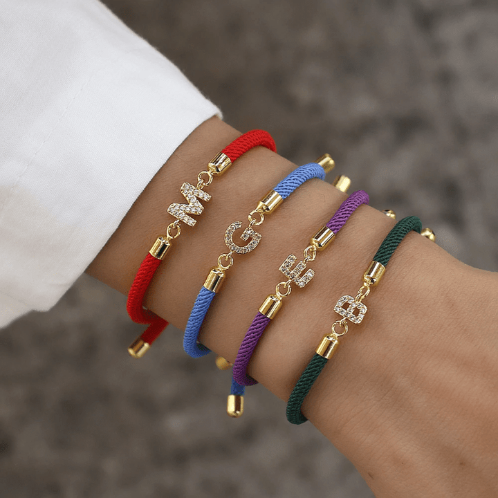 Initial Bracelet Rope Blue Rope Unique Leather Bracelets   