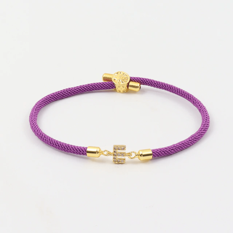 Initial Bracelet Rope Purple Rope Unique Leather Bracelets A Purple 