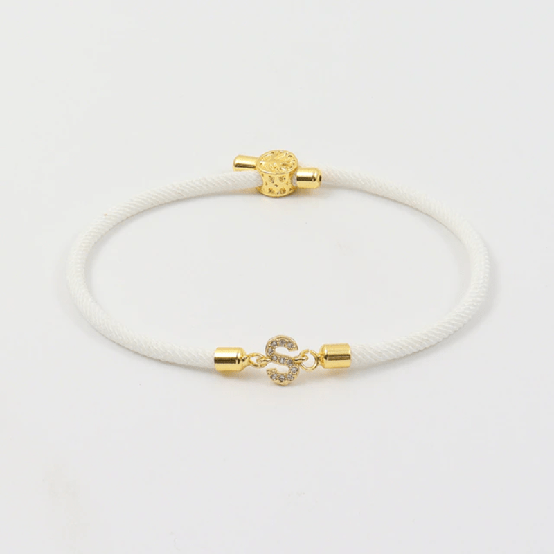 Initial Bracelet Rope White Rope Unique Leather Bracelets A White 