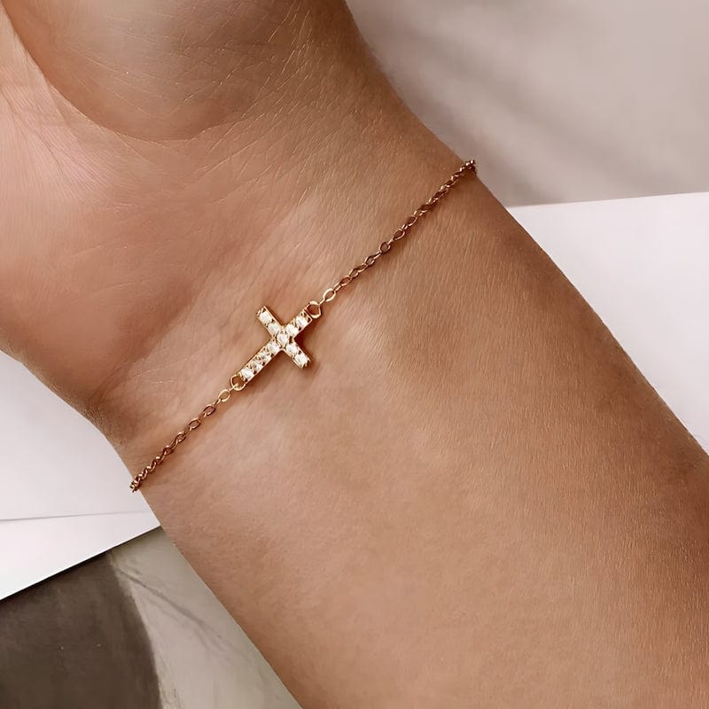 Cross Bracelet Zircon Faith, Devotion & Love Link Chain Unique Leather Bracelets   