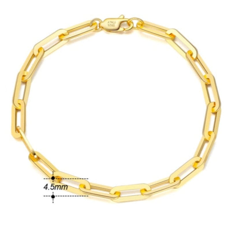 Paperclip Bracelet Link Chain Unique Leather Bracelets 14K Gold 7 inch 