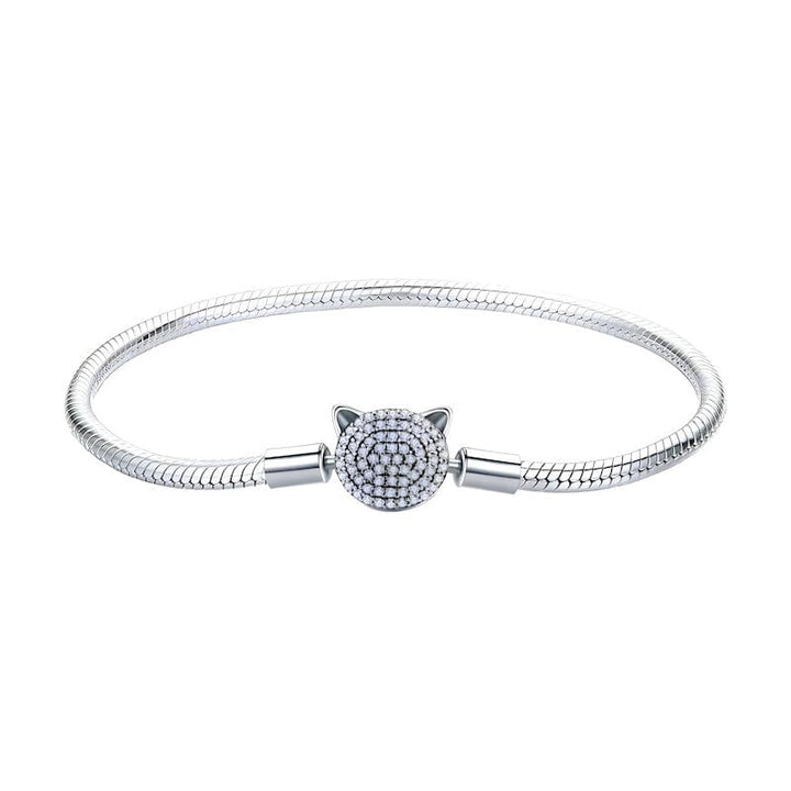 Cat Bracelet Sterling Silver Cubic Zircons bracelet by Unique Leather Bracelets