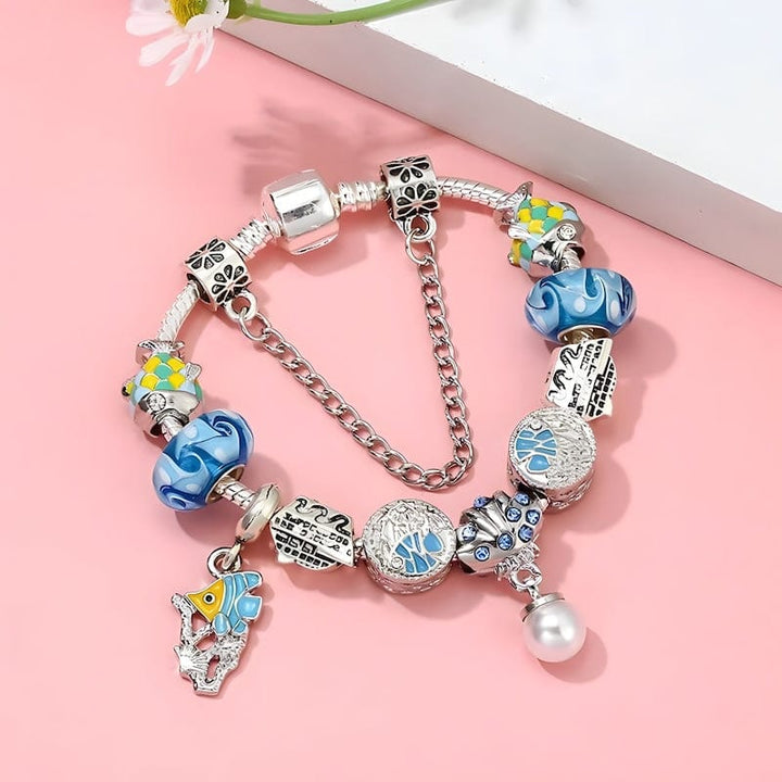 Fish & Pearl Bracelet Charm Unique Leather Bracelets   