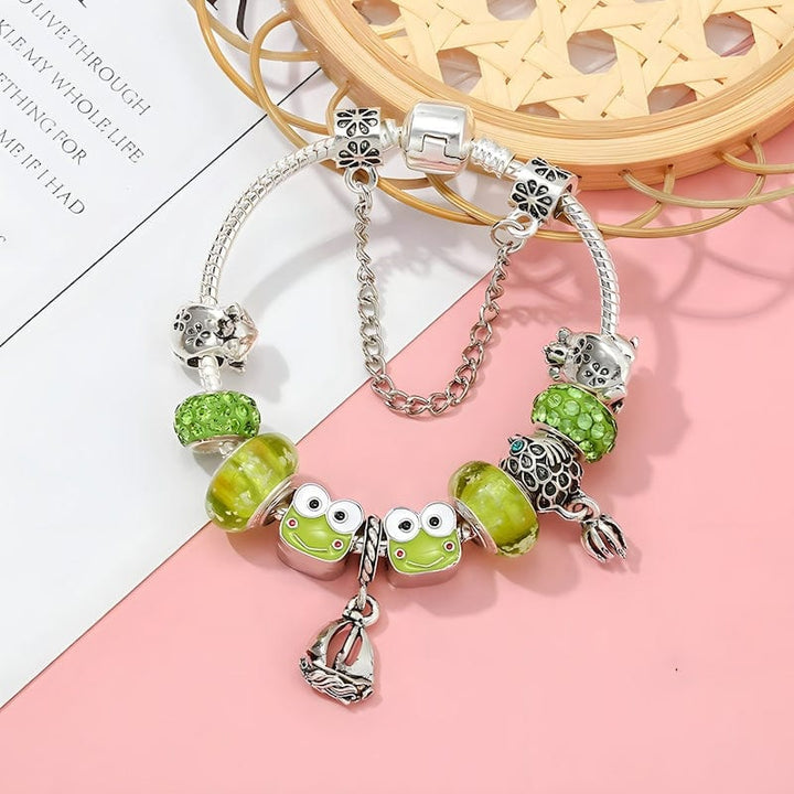 Green Frog Charm Bracelet bracelet by Unique Leather Bracelets