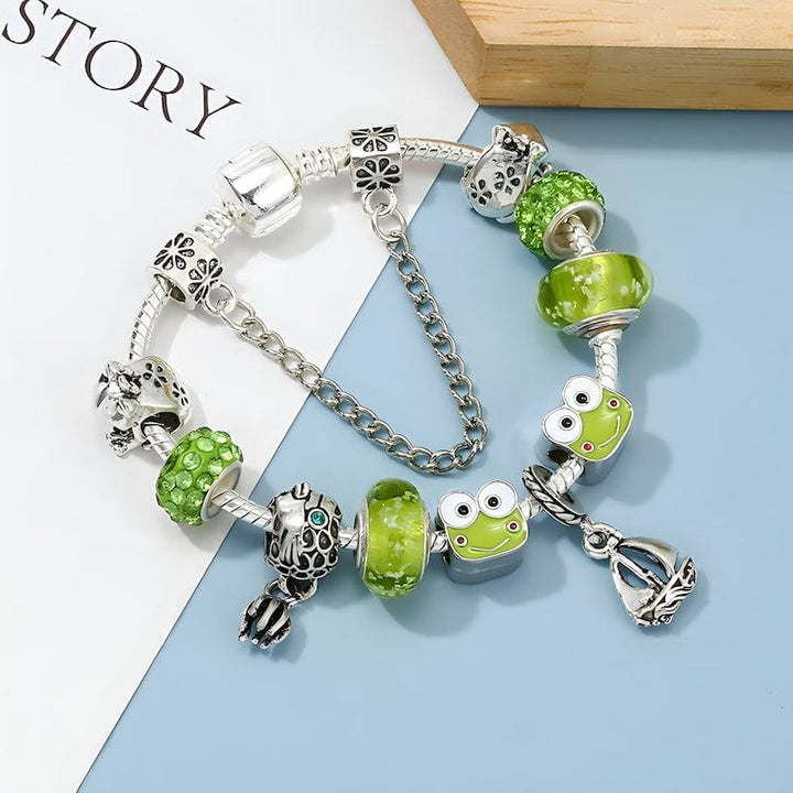 Green Frog Charm Bracelet bracelet by Unique Leather Bracelets