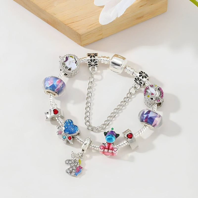 Heart Dog Paw & Unicorn Charm Bracelet Charm Unique Leather Bracelets   