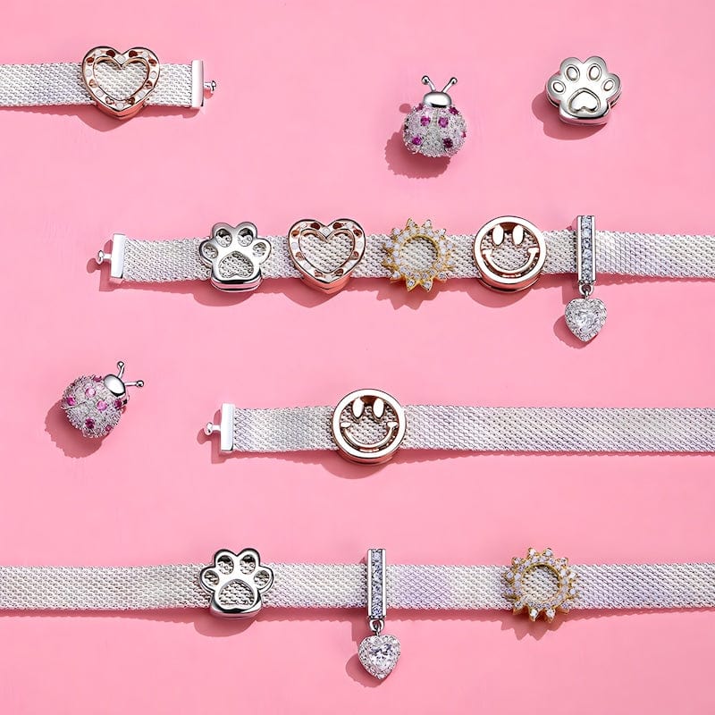 Sparkling Heart Charm for Reflex Bracelet Charms Unique Leather Bracelets   