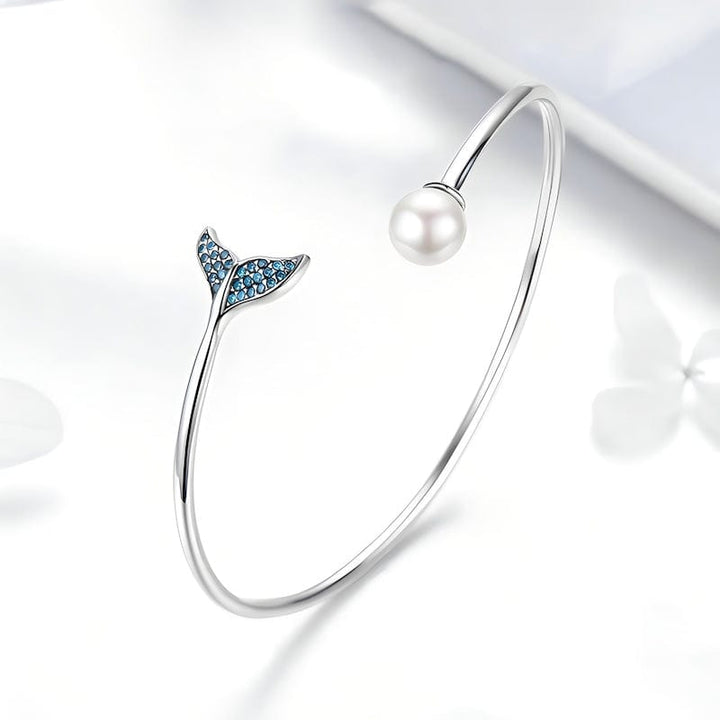 Blue Zircon Mermaid's Tail Cuff Bracelet bracelet by Unique Leather Bracelets