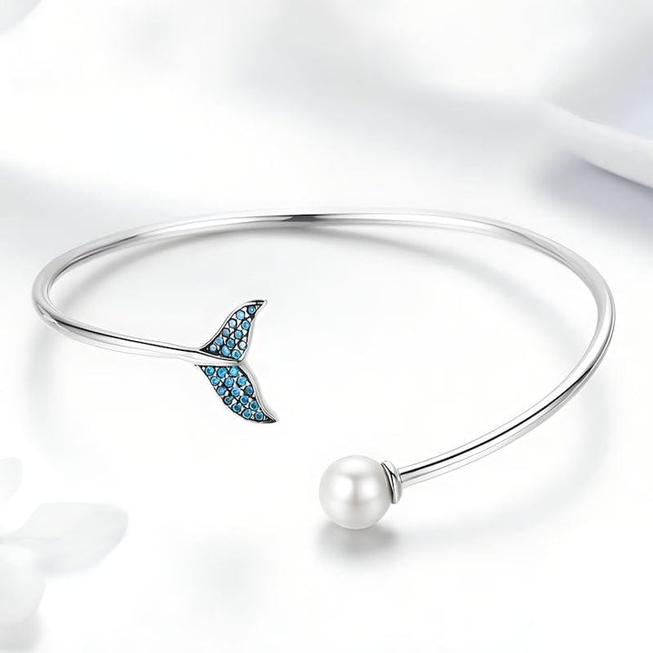 Blue Zircon Mermaid's Tail Cuff Bracelet bracelet by Unique Leather Bracelets