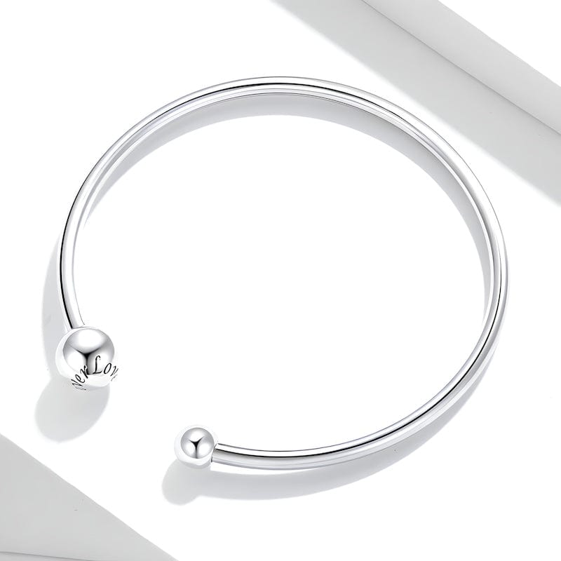 Cuff Forever Love Silver Beads Cuff Bracelet Adjustable / Silver Unique Leather Bracelets