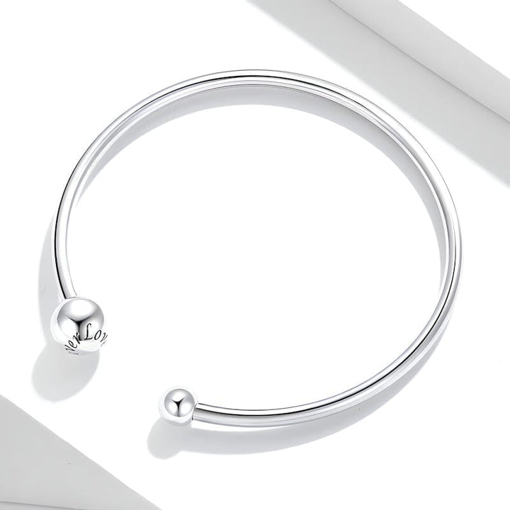 Cuff Forever Love Silver Beads Cuff Bracelet Adjustable / Silver Unique Leather Bracelets
