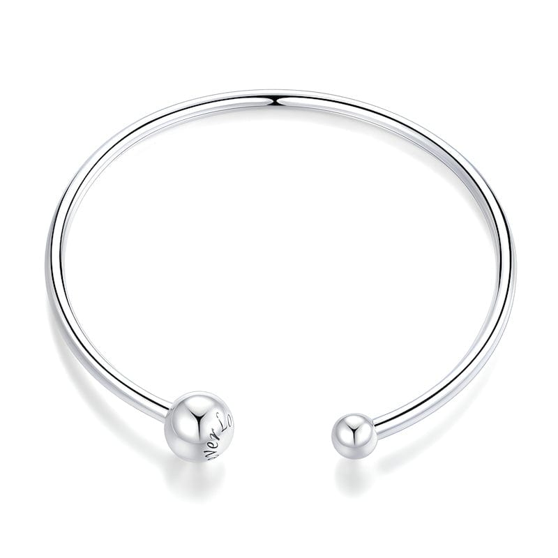 Cuff Forever Love Silver Beads Cuff Bracelet Adjustable / Silver Unique Leather Bracelets