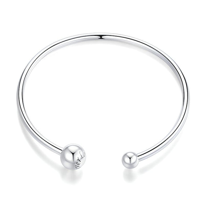 Cuff Forever Love Silver Beads Cuff Bracelet Adjustable / Silver Unique Leather Bracelets