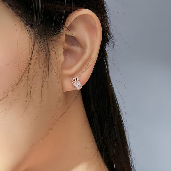 Pineapple Earrings Sterling Silver Rose Gold Color bracelet by Unique Leather Bracelets