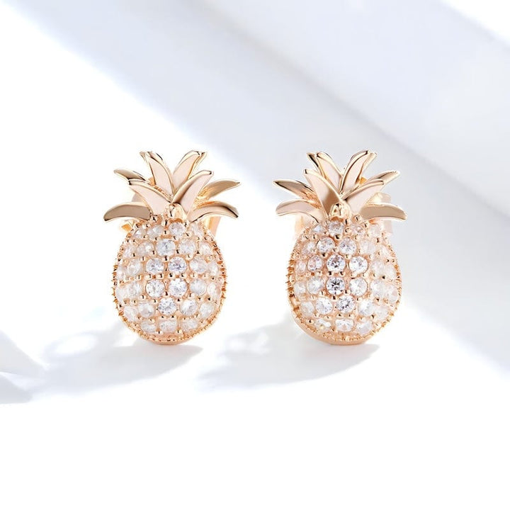 Pineapple Earrings Sterling Silver Rose Gold Color Earrings Unique Leather Bracelets   