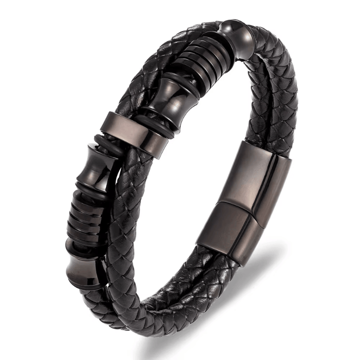 Leather Black Multi Strand Leather Bracelet for Men