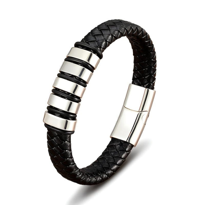 Braided Black Leather Bracelet with Stainless Steel Clasp bracelet by Unique Leather Bracelets