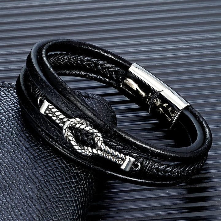 Braided Leather Infinity Knot Bracelet Leather Unique Leather Bracelets   