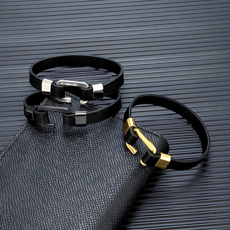 C Clasp Shackle Fastener Leather Bracelet Leather Unique Leather Bracelets   