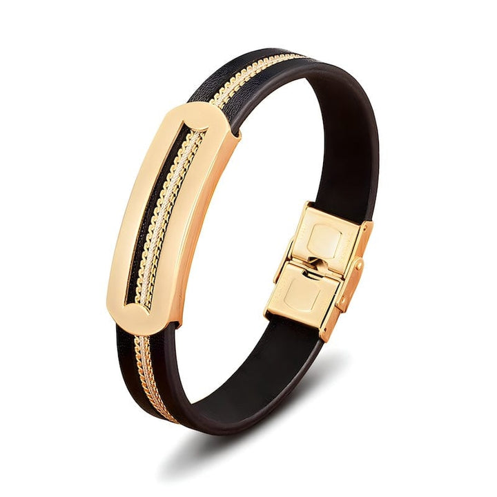 Chain Leather Design Combination Mens Bracelets bracelet by Unique Leather Bracelets